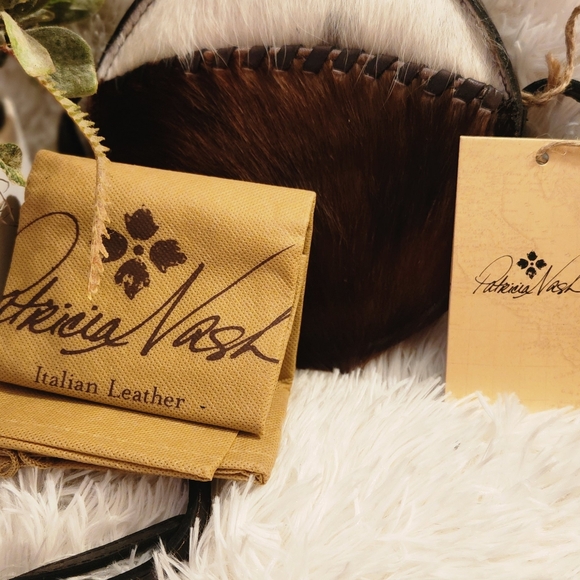 new Patricia Nash Scafati Fur Mini Canteen Crossbody Small Round Bag Brown - Picture 3 of 8